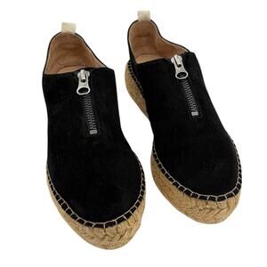 Eric Michaels Serena Espadrille Shoes Black Nubuck Sz US 5.5/6 EU 36 Leather EUC